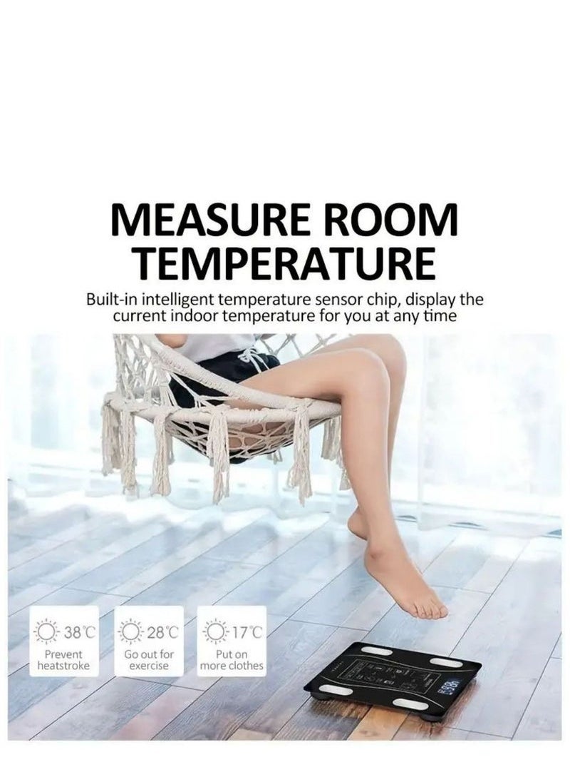 Beauenty - Body Fat Scale BT BMI Body Scales Smart Wireless Digital Weight Scale Body Composition Analyzer Weighing Scale (Balck) - Image 1