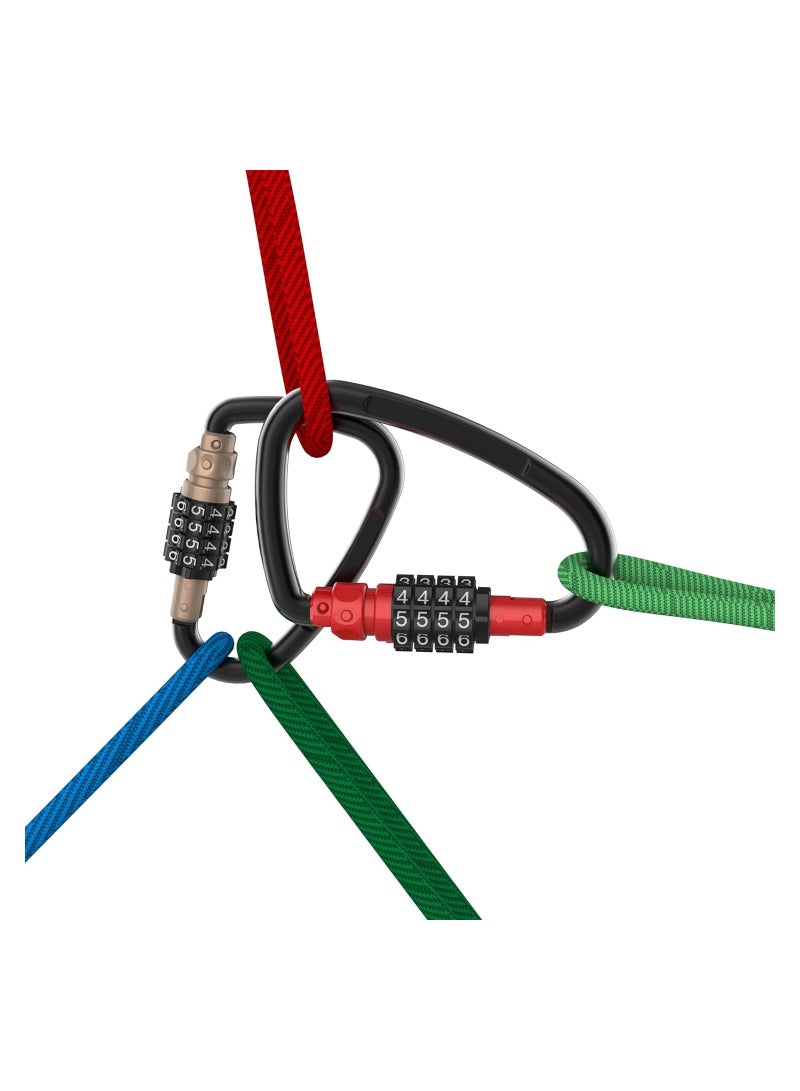 SOLARAE Carabiner Clip with Combination Lock, Heavy Duty Combo Locking Carabiners for Hammock, Camping, Hiking, Helmet, Backpack, Anti Theft Caribiniers Large Key Chain D Ring Hook, Carabiner Clip - Image 4