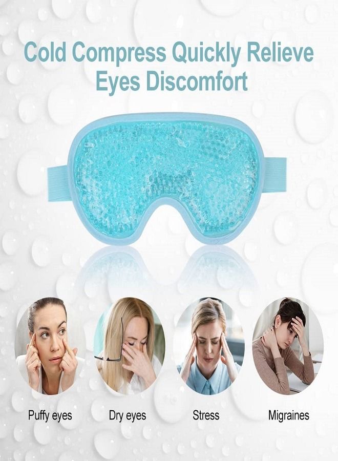 PRIV Cooling Gel Ice Eye Mask Reusable Hot Cold Pack Compress for Stress Relief Headaches Migraines Puffiness Dark Circles Puffy Eye and Dry Eyes - Image 2