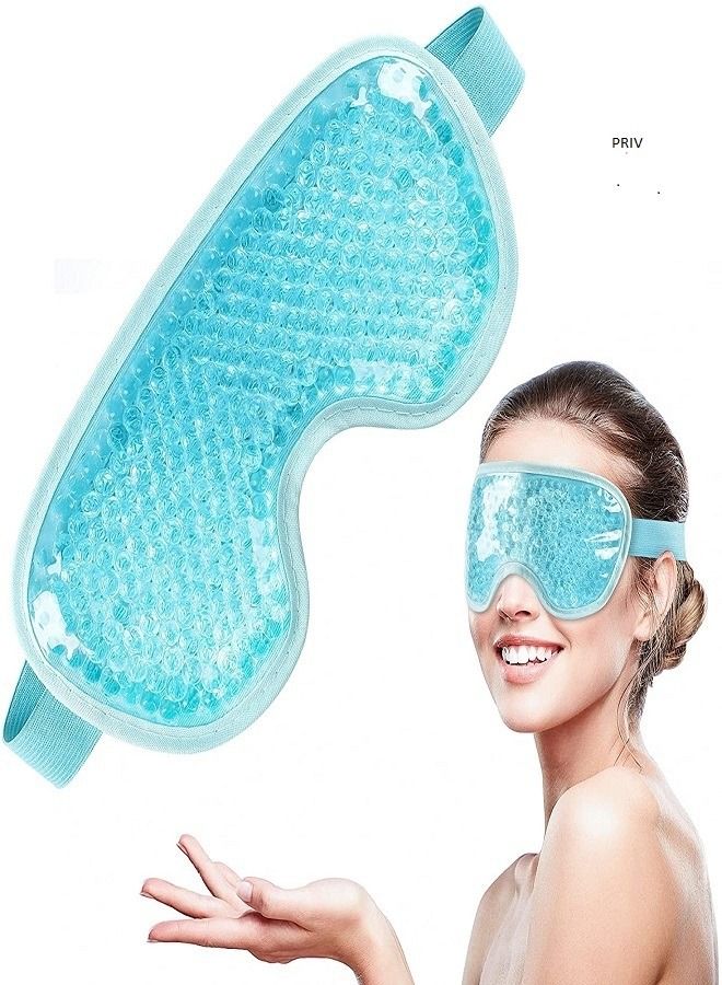 PRIV Cooling Gel Ice Eye Mask Reusable Hot Cold Pack Compress for Stress Relief Headaches Migraines Puffiness Dark Circles Puffy Eye and Dry Eyes - Image 1