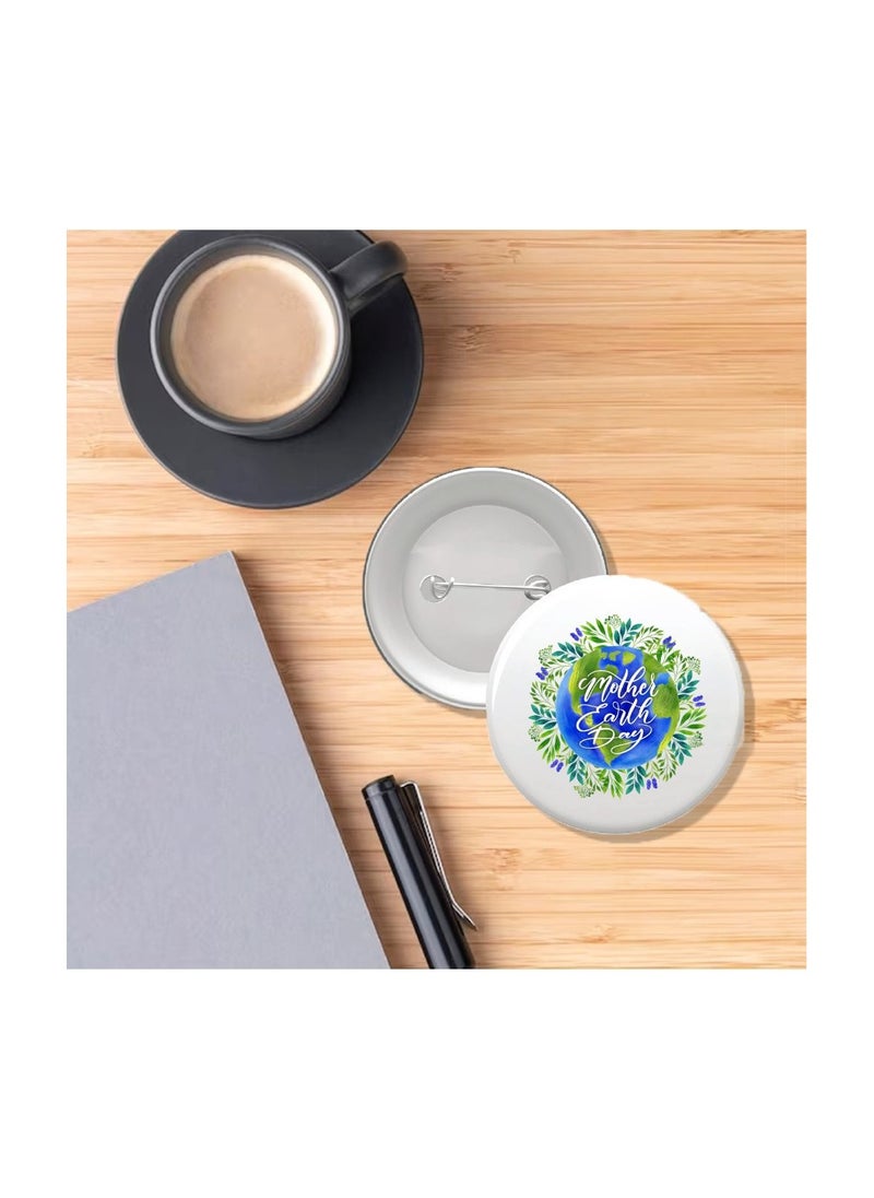 PRINTSHOP4ME - Earth Day Button Badges-Round Badge Button Metal Button Pin Badge|Eco-Conscious Pins For Earth Day Celebrations|Fun And Stylish Designs - Image 1