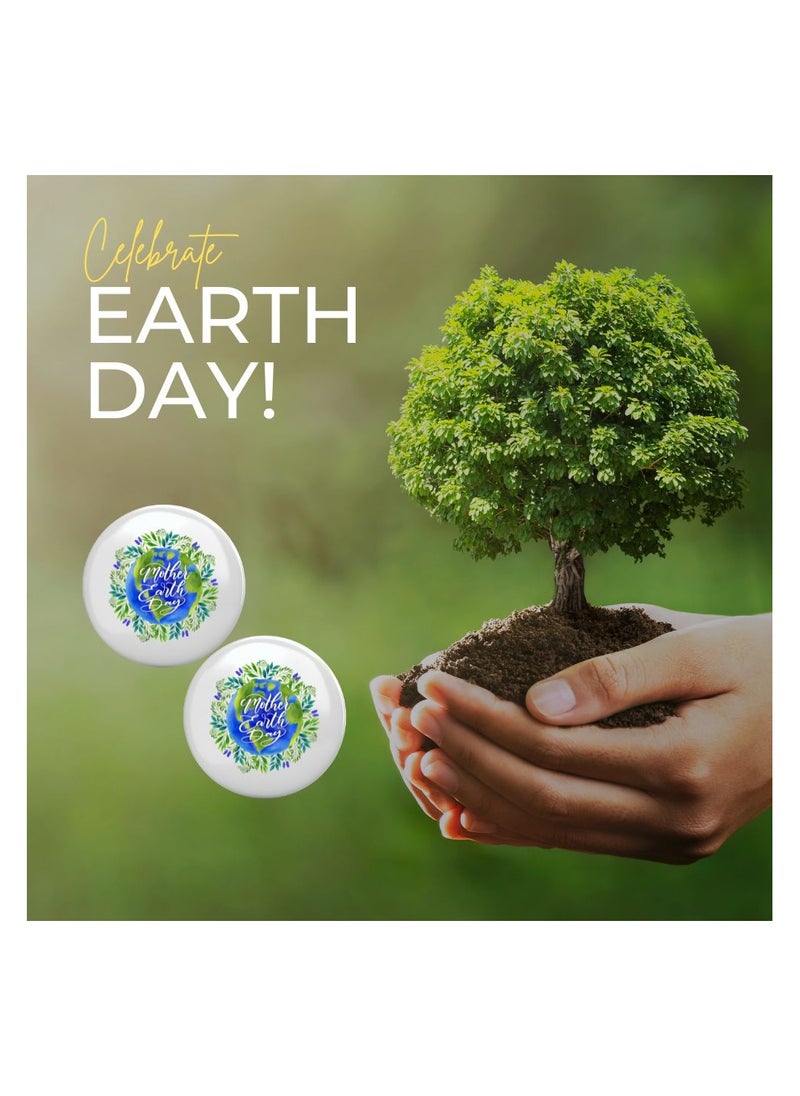 PRINTSHOP4ME - Earth Day Button Badges-Round Badge Button Metal Button Pin Badge|Eco-Conscious Pins For Earth Day Celebrations|Fun And Stylish Designs - Image 1
