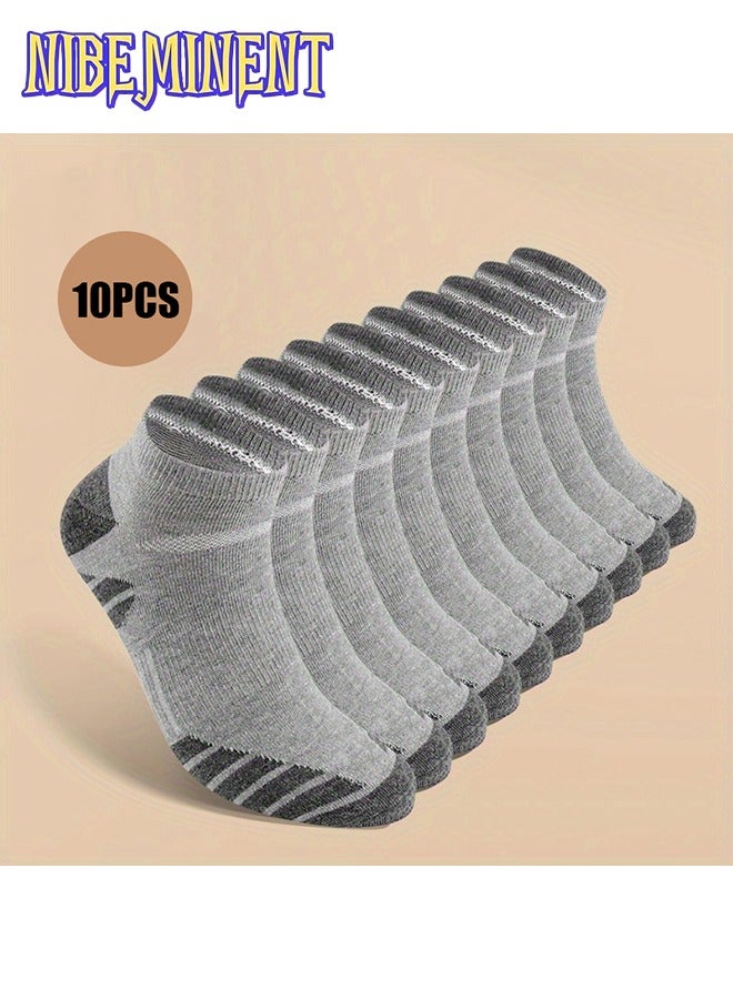 NIBEMINENT 10 Or 20 Pairs Of Men's Anti Odor & Sweat Absorption Low Cut Socks, Comfy & Breathable Socks, For Daily & Outdoor Wearing, All Seasons Wearing