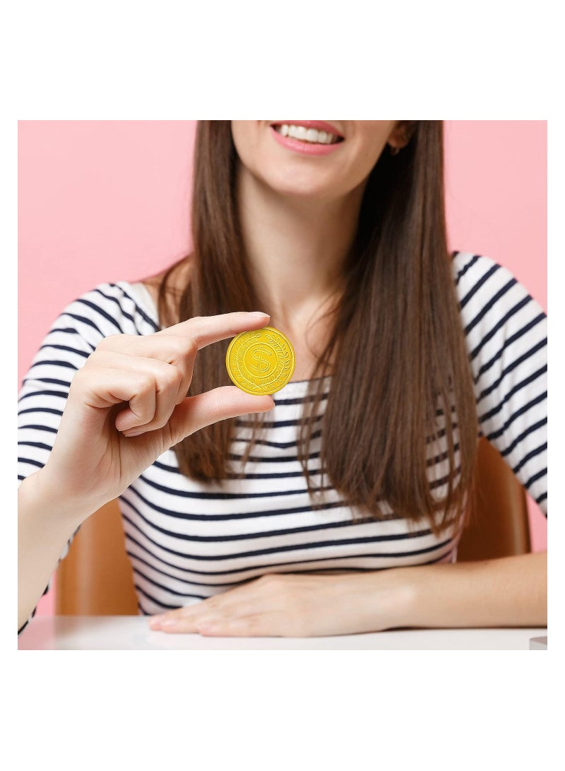 SOLARAE 100 Count Plastic Gold Coins Set for Kids' Pirate Treasure Theme Parties, Perfect for Decorations, Lucky Draw Games, Treasure Hunts, Celebrations, Party Favors, and Bag Stuffers. - Image 4