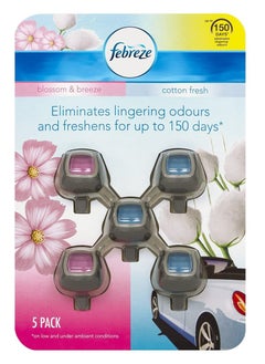 febreze Febreze Car Clip On Air Freshener Cotton/Blossom 5 Pack  - Image 1