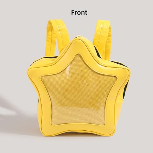 Vobomo Yellow Star Kawaii Backpack PU Leather Ita Bag Backpack Y2k Shoulder Bag Aesthetic Cute Backpack (Yellow) - Image 4
