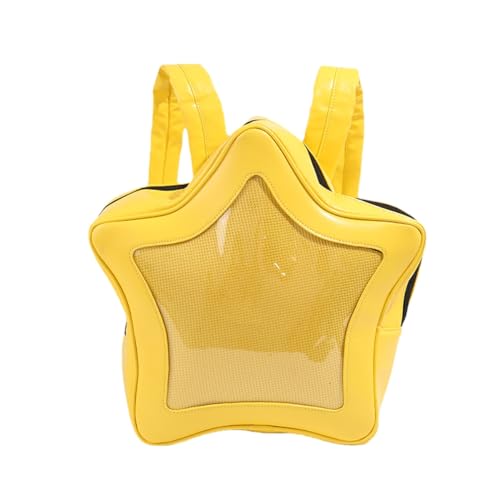 Vobomo Yellow Star Kawaii Backpack PU Leather Ita Bag Backpack Y2k Shoulder Bag Aesthetic Cute Backpack (Yellow) - Image 1