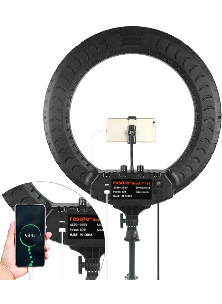 SHOPI - Ring Light With Photography tripod Stand And Remote Control for tiktok snapchat youtube online streaming 21-inch Big Selfie light RL-21 with Remote Black - Image 1