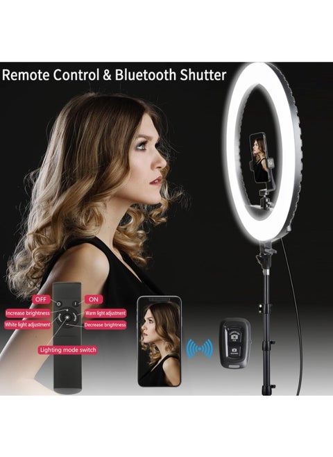 Ring Light With Photography tripod Stand And Remote Control for tiktok snapchat youtube online streaming 21-inch Big Selfie light RL-21 with Remote Black