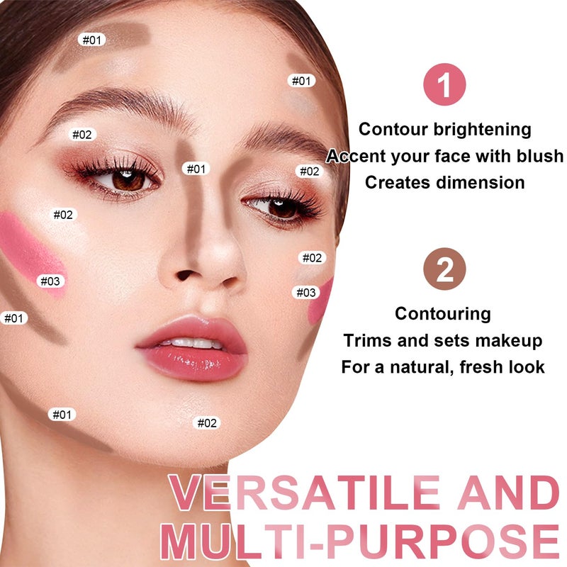LemonSac 6 Colors Cream Contour Stick Makeup Kit, Shades with Highlighter, Blush and Double-End Bronzer Contour Stick for Sculpt the Cheeks, Long Lasting, Waterproof, Matte & Dewy Finish(SET A) - Image 3