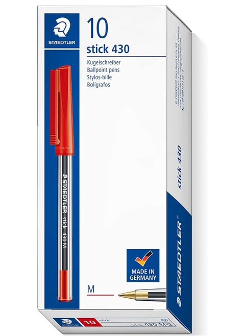 Stick 430M/2 Ballpoint Pen Medium Red Box of 10