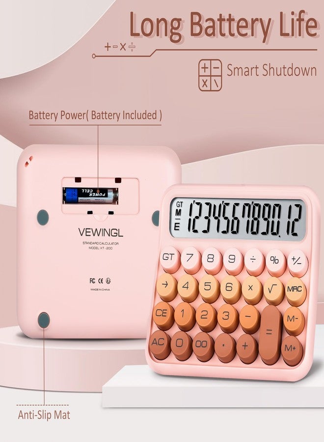 VEWINGL Mechanical Calculator 12 Digit Desk Calculator with Extra Large 5" LCD Display, Big Easy-Press Buttons, 15° Tilted Screen, Office & School Desktop Calculator - Image 3