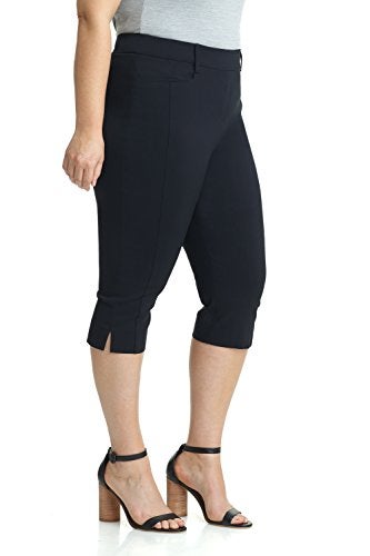 Rekucci Curvy Woman Ease into Comfort Plus Size Capri w/Tummy Control (24W, Black) - Image 2