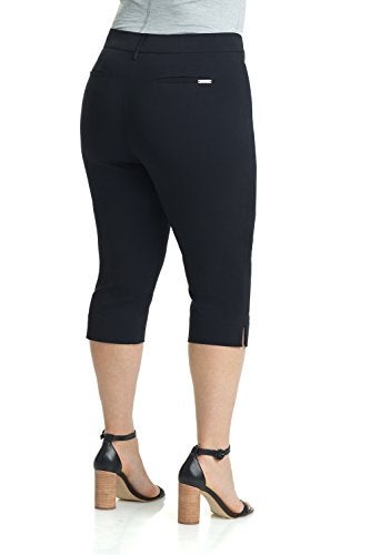 Rekucci Curvy Woman Ease into Comfort Plus Size Capri w/Tummy Control (24W, Black) - Image 3