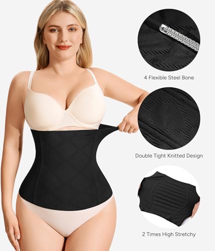 Nebility Womens' Waist Trainer Tummy Control Waist Cincher Slim Body Shaper (Black Without Hook, XL) - Image 5