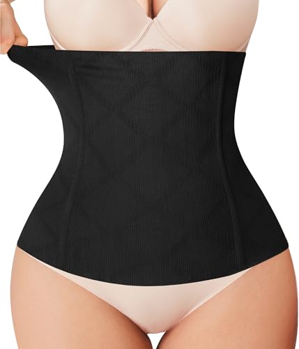 Nebility Womens' Waist Trainer Tummy Control Waist Cincher Slim Body Shaper (Black Without Hook, XL) - Image 1