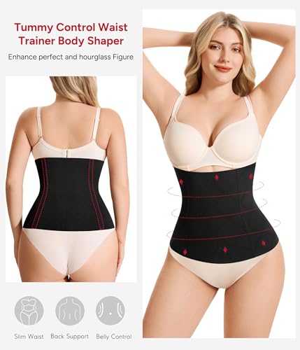 Nebility Womens' Waist Trainer Tummy Control Waist Cincher Slim Body Shaper (Black Without Hook, XL) - Image 3