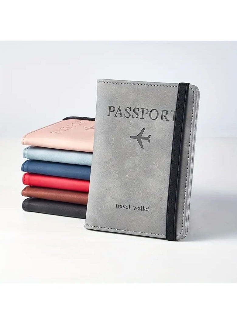 NIBEMINENT - 1pc RFID Passport Holder, Thin Passport Wallet, Leather Surface, Multi Functional Wallet, Travel Passport Holder, Cute Card Holder - Image 1