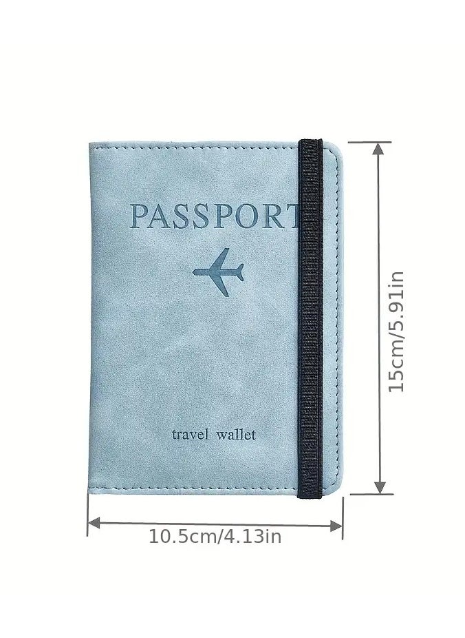 NIBEMINENT - 1pc RFID Passport Holder, Thin Passport Wallet, Leather Surface, Multi Functional Wallet, Travel Passport Holder, Cute Card Holder - Image 1