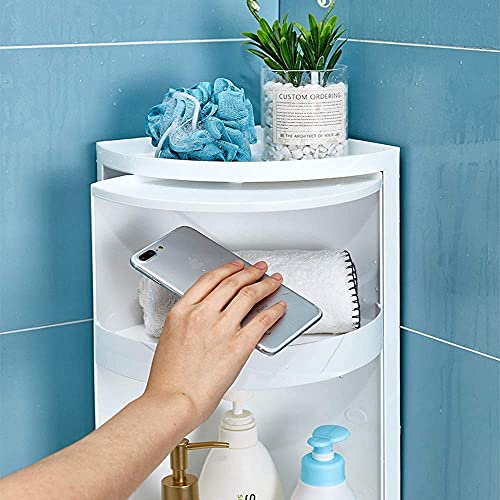 Olpad 360 Rotating Corner Shelves,3 Tier Storage Cabinet Towel Holder Rack, Corner Cabinets with Doors and Shelves for Bathroom Bathtub Toilet Table (Big) - Image 2