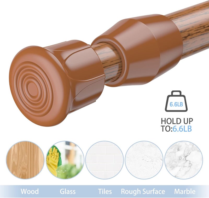 AIZESI Spring Tension Curtain Rods Short Tension Rod (Wood, 16" to 28"-2Pcs) - Image 2