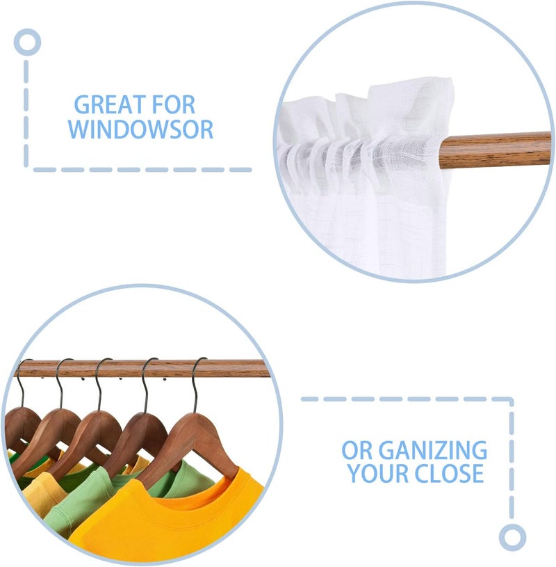 AIZESI Spring Tension Curtain Rods Short Tension Rod (Wood, 16" to 28"-2Pcs) - Image 3