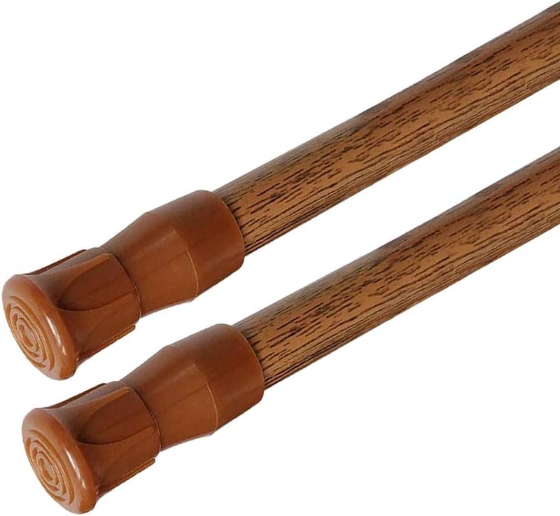 AIZESI Spring Tension Curtain Rods Short Tension Rod (Wood, 16" to 28"-2Pcs) - Image 1