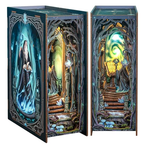 Cutefun Book Nook Kit DIY Miniature House Kit for Adults and Teens DIY Dollhouse Bookshelf Insert with LED Light Gifts for Family and Friends The Gate of Wonderland - Image 1