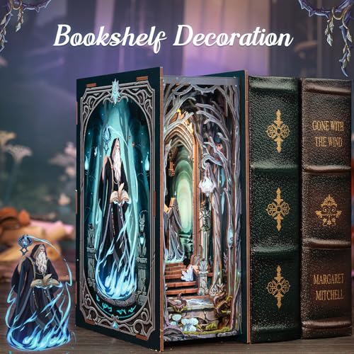 Cutefun Book Nook Kit DIY Miniature House Kit for Adults and Teens DIY Dollhouse Bookshelf Insert with LED Light Gifts for Family and Friends The Gate of Wonderland - Image 5