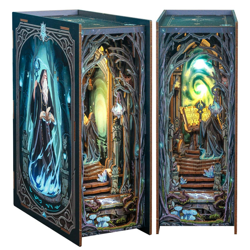 Cutefun Book Nook Kit DIY Miniature House Kit for Adults and Teens DIY Dollhouse Bookshelf Insert with LED Light Gifts for Family and Friends The Gate of Wonderland - Image 3