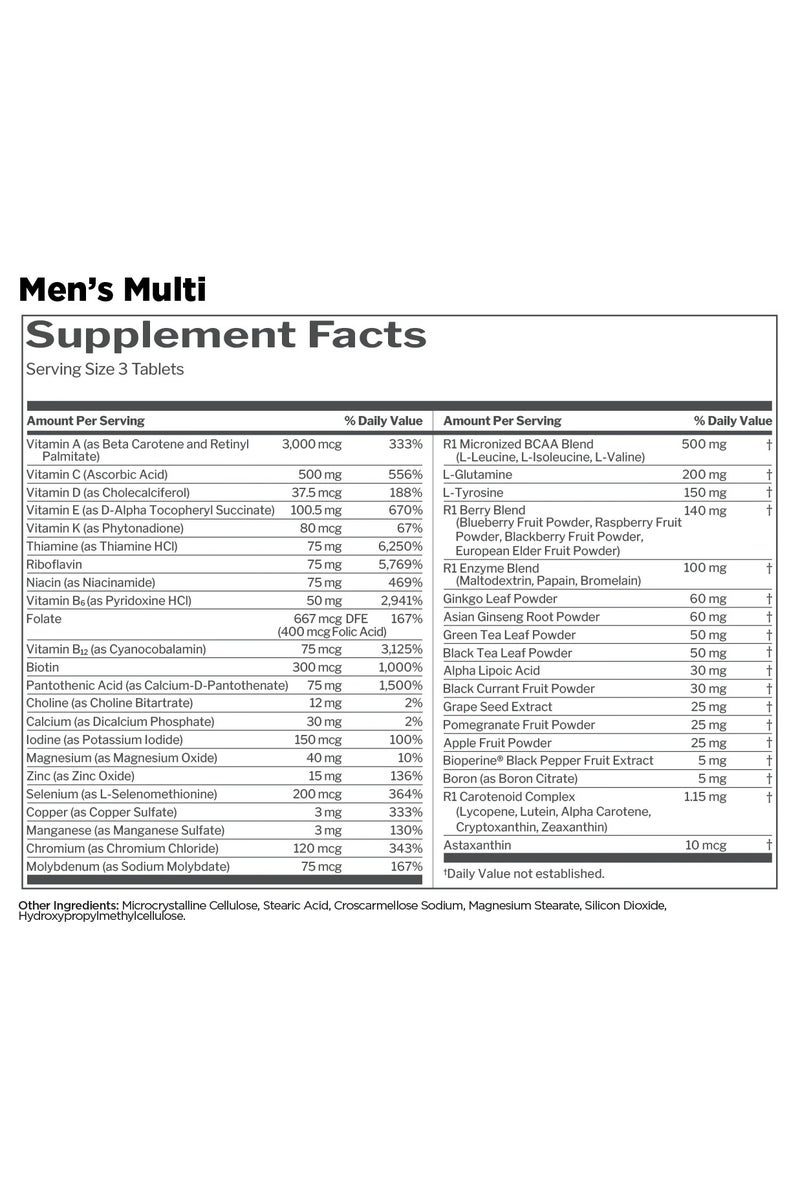 Rule1 Men's Multi - Active Life Style - 90 tablets - 30 serving - Image 3