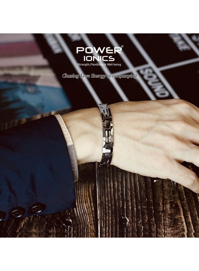 Power Ionics Powerionics Trendy Men's and Women's Health Bracelet - Tungsten Steel Ceramic Magnet Couple Gift - Image 2