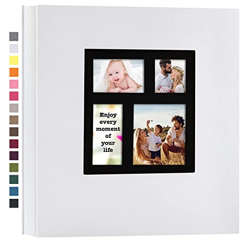 potricher Photo Album 4x6 600 Photos Linen Cover Large Capacity Picture Albums for Family Wedding Anniversary Baby Vacation White