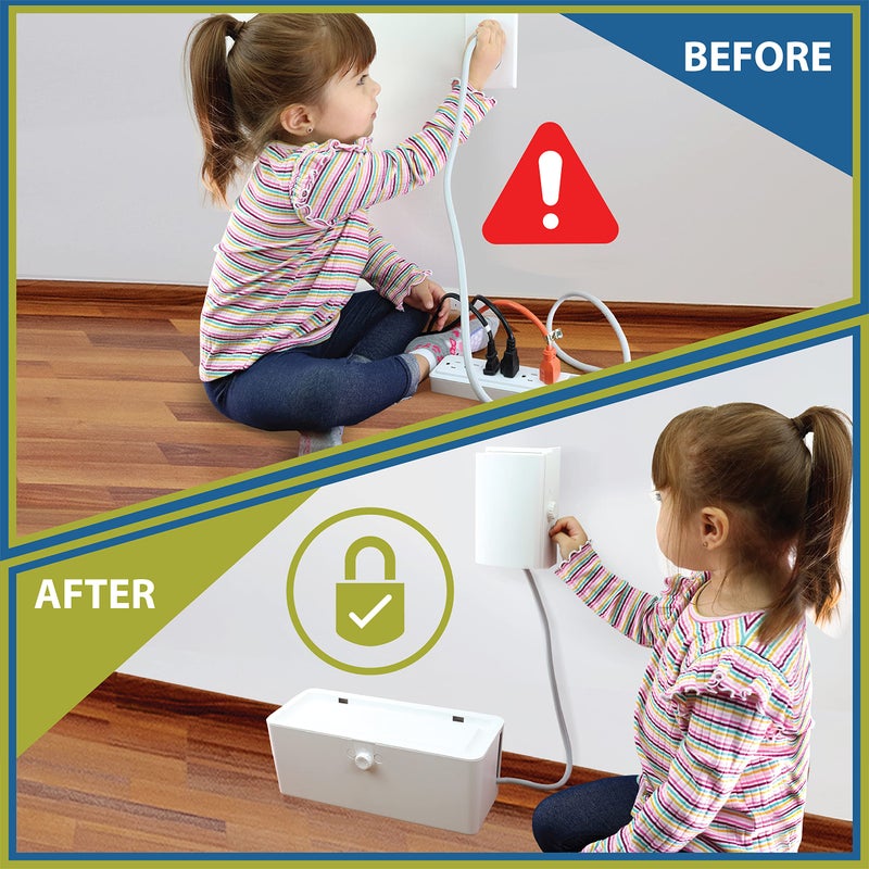 Wappa Baby Power Strip Cover and Outlet Cover Box - Effectively Baby Proofs Power Strip on Floor or Wall, Protects Small Hands & Fingers, Cover Box and Outlet Cover Box - Image 2