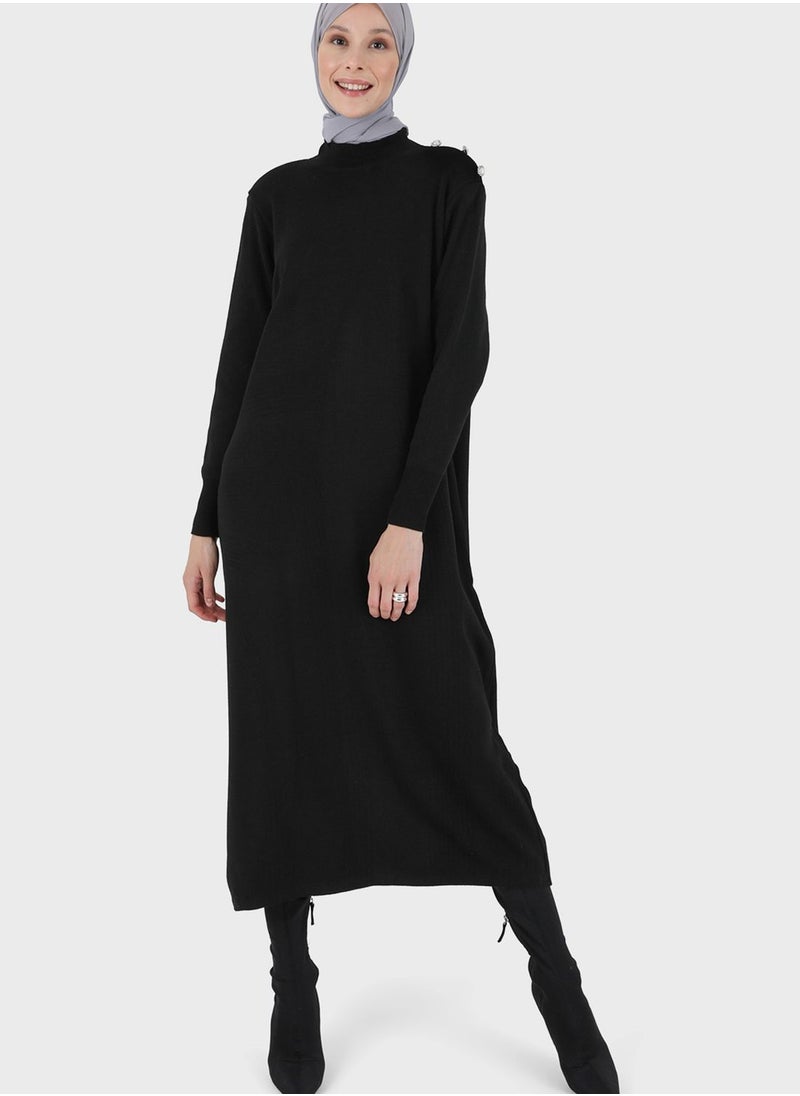 Refka by modanisa - High Neck Knitted Dress - Image 1