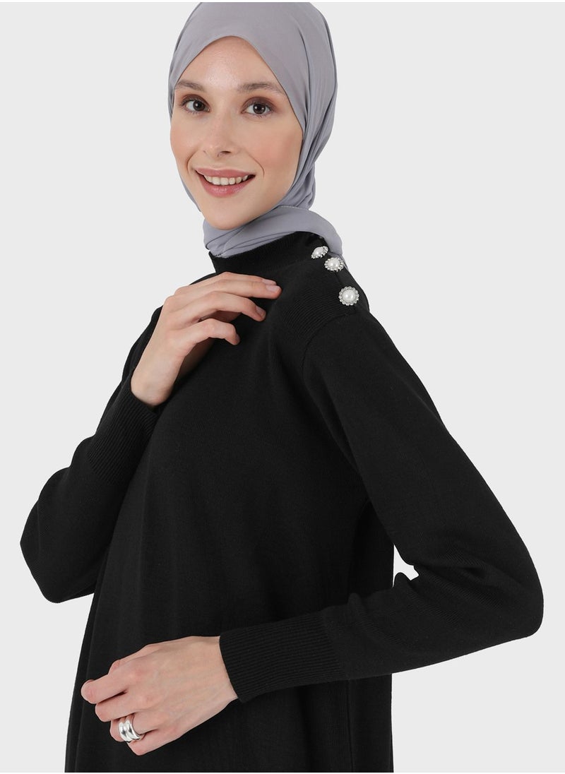 Refka by modanisa - High Neck Knitted Dress - Image 1