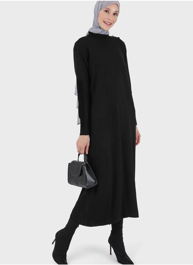 Refka by modanisa - High Neck Knitted Dress - Image 1
