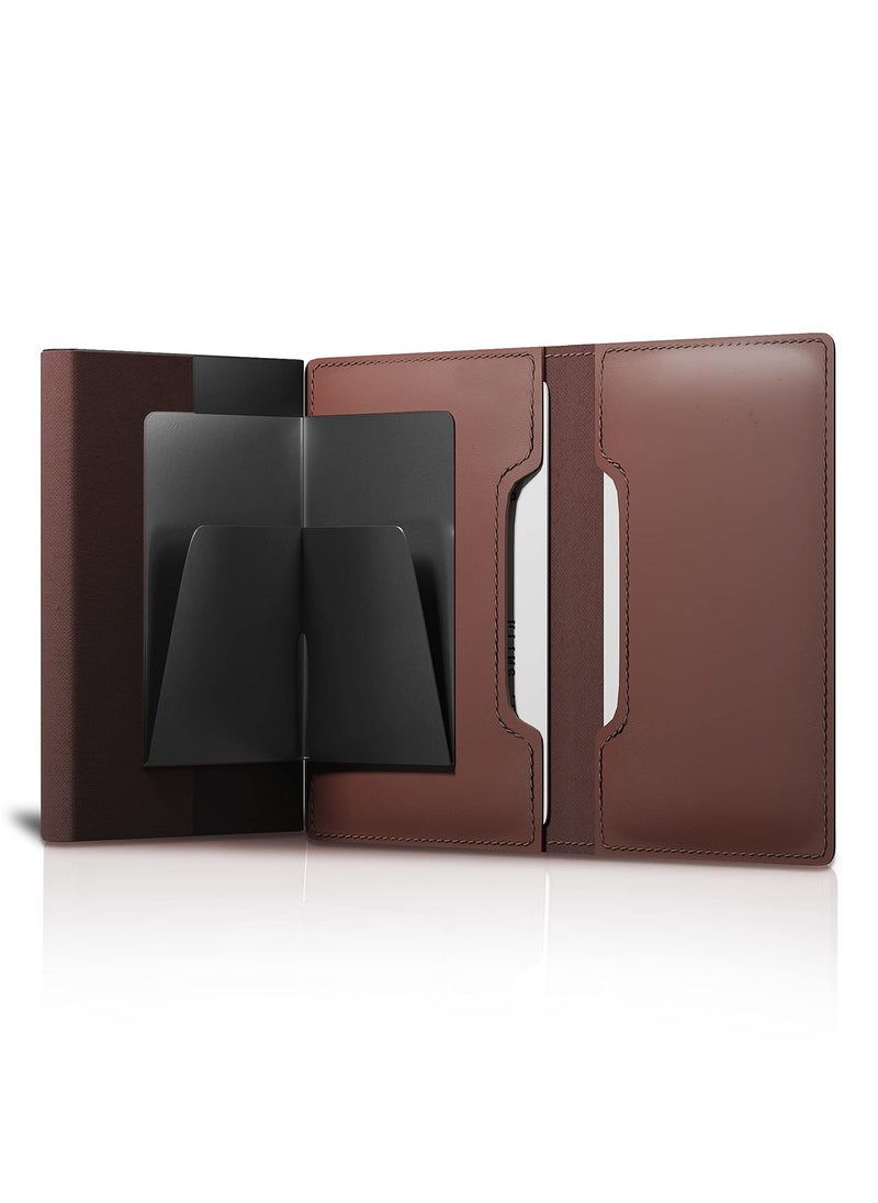 SYOSI - AirTag Wallet, Trackable Wallet with AirTag Holder, RFID-Blocking Minimalist Leather Wallet, Slim Leather Airtag Wallet, Men and Women, Smart Wallet, AirTag Not Included (Brown) - Image 1