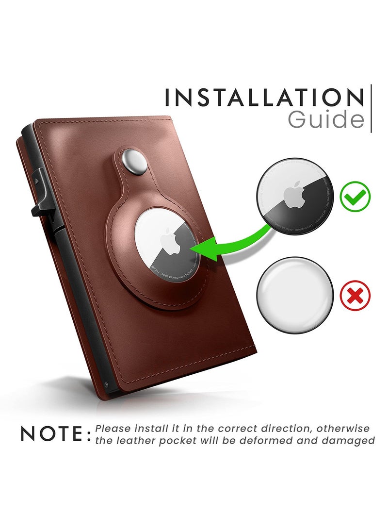 SYOSI - AirTag Wallet, Trackable Wallet with AirTag Holder, RFID-Blocking Minimalist Leather Wallet, Slim Leather Airtag Wallet, Men and Women, Smart Wallet, AirTag Not Included (Brown) - Image 1