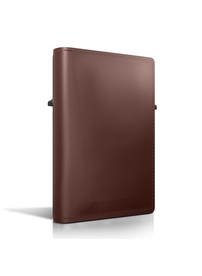 SYOSI - AirTag Wallet, Trackable Wallet with AirTag Holder, RFID-Blocking Minimalist Leather Wallet, Slim Leather Airtag Wallet, Men and Women, Smart Wallet, AirTag Not Included (Brown) - Image 1