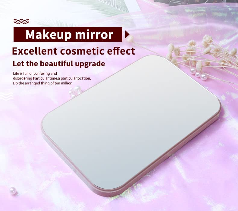 Mockery Multi-use Makeup Mirror, Foldable Makeup Mirror Simple Portable Makeup Mirror Princess Mirror Square Mirror Foldable Makeup Mirror Square Table Makeup Cosmetic Mirror for Women (Pink) - Image 5