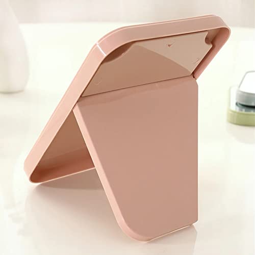 Mockery Multi-use Makeup Mirror, Foldable Makeup Mirror Simple Portable Makeup Mirror Princess Mirror Square Mirror Foldable Makeup Mirror Square Table Makeup Cosmetic Mirror for Women (Pink) - Image 2