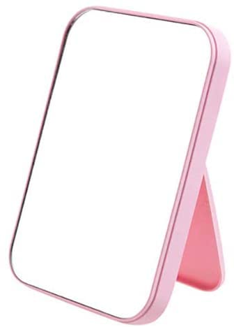 Mockery Multi-use Makeup Mirror, Foldable Makeup Mirror Simple Portable Makeup Mirror Princess Mirror Square Mirror Foldable Makeup Mirror Square Table Makeup Cosmetic Mirror for Women (Pink) - Image 1