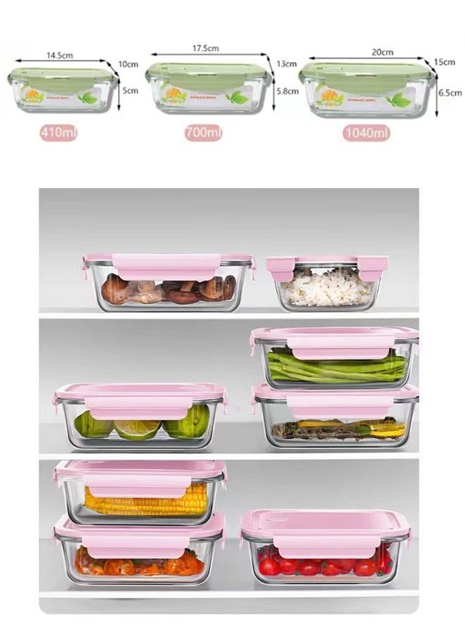 FLYROAD - High-Quality Borosilicate Glass Preservation Bowl Set three-Piece Set of Rectangular Preservation Boxes That Can Be Used in Microwave Ovens Capacities Are 400ml, 700ml, and 1040ml. - Image 1