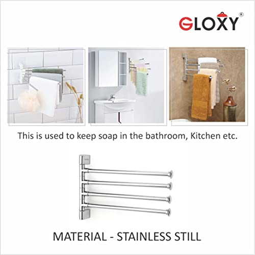 GLOXY ENTERPRISE Stainless Steel 4 Bar Swing Hanger Towel Rack for Bathroom Towel Holder for Kitchen Towel Hanger Stand for Wash Basin - Image 2
