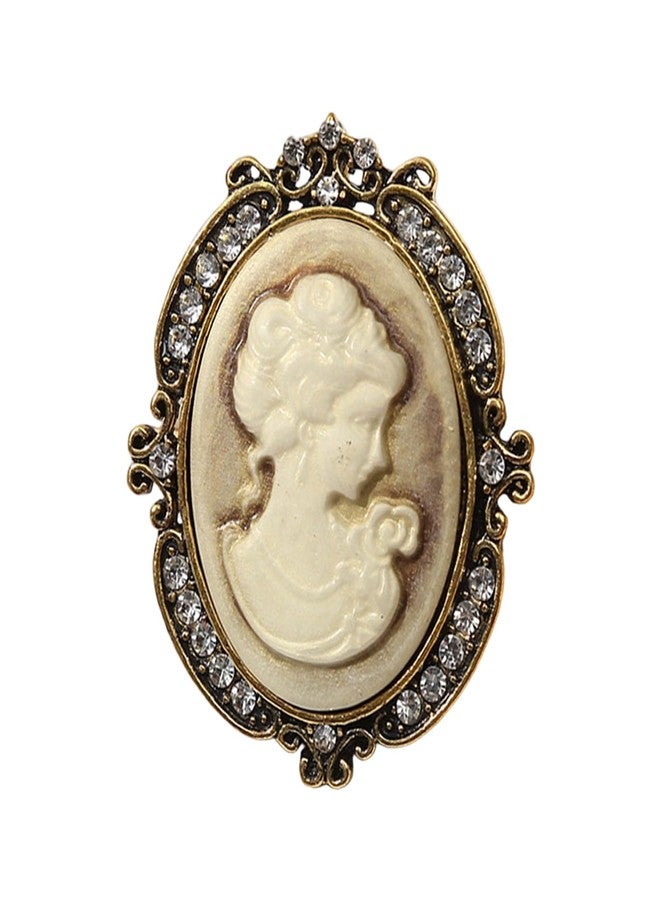 UncleS Elegant Vintage Cameo Brooch Pin Set with Antiqued Gold Finish Sparkly Alloy Cameo Lapel Pin for Women Jewelry - Image 1