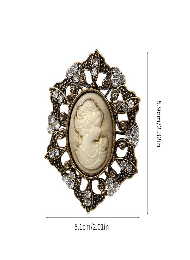 UncleS Elegant Vintage Cameo Brooch Pin Set with Antiqued Gold Finish Sparkly Alloy Cameo Lapel Pin for Women Jewelry - Image 4