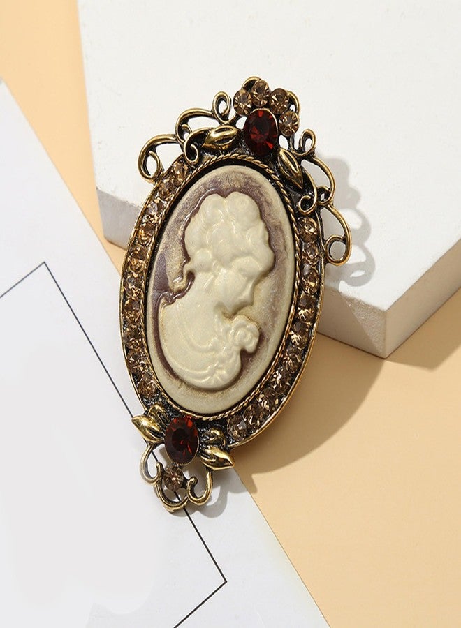UncleS Elegant Vintage Cameo Brooch Pin Set with Antiqued Gold Finish Sparkly Alloy Cameo Lapel Pin for Women Jewelry - Image 5