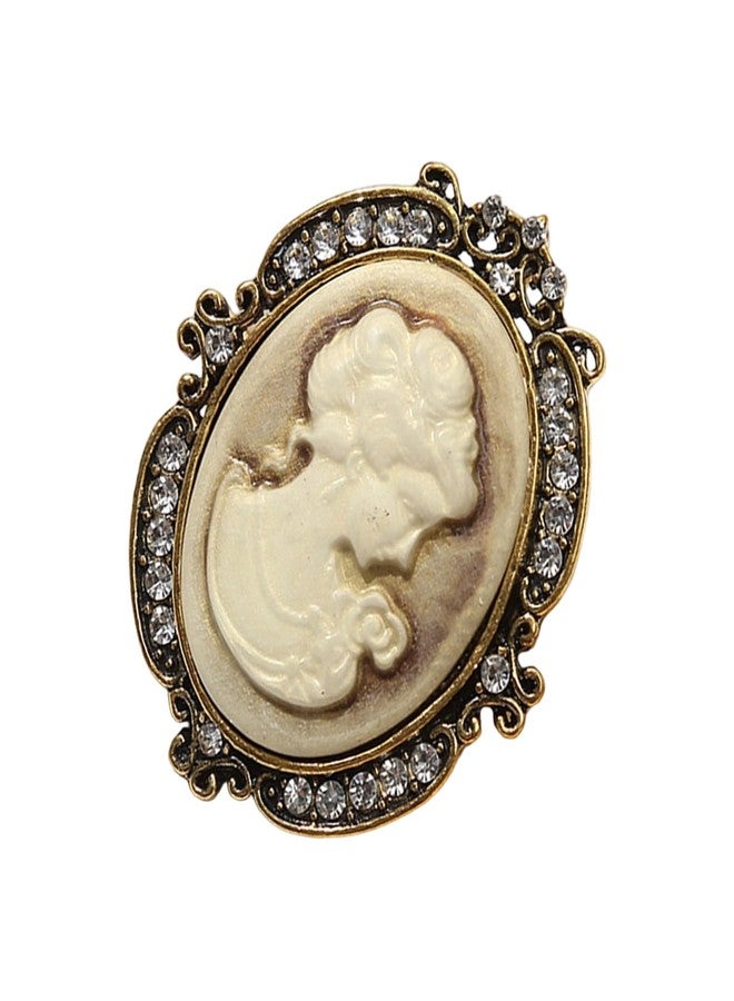 UncleS Elegant Vintage Cameo Brooch Pin Set with Antiqued Gold Finish Sparkly Alloy Cameo Lapel Pin for Women Jewelry - Image 3