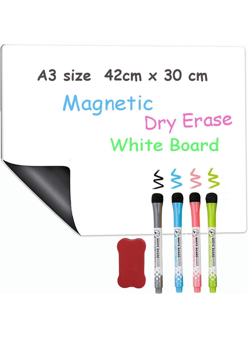 CLOUDFOUR Magnetic Whiteboard Planner Organizer for Fridge 30 x 42cm, Daily Planner, Meal Planner and Shopping List Whiteboard, Daily Reminder, Magnetic Dry Erase Board with 4 Markers and Eraser. - Image 1